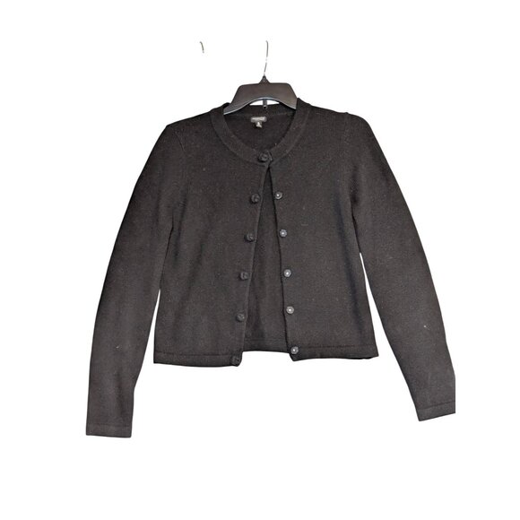 Madison Cashmere Black Button-Up Cropped Cardigan Sweater 100% Cashmere S - Picture 1 of 8